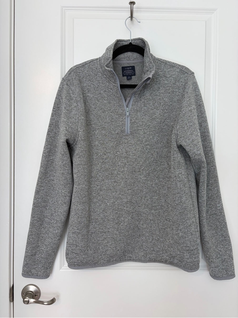 J. Crew Men's Heather Gray Half-Zip Fleece Sweater